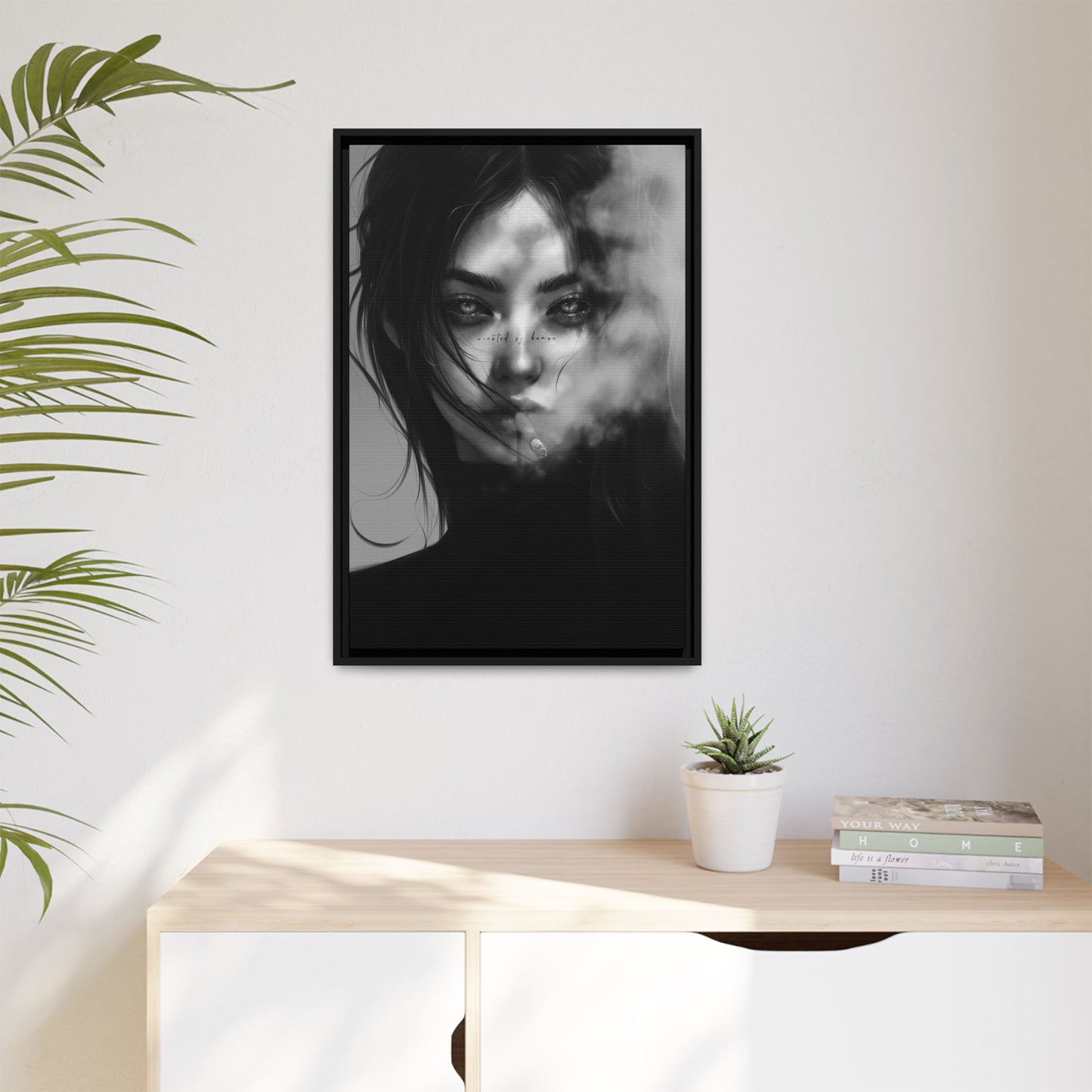 Framed Canvas - Created By Human BnW