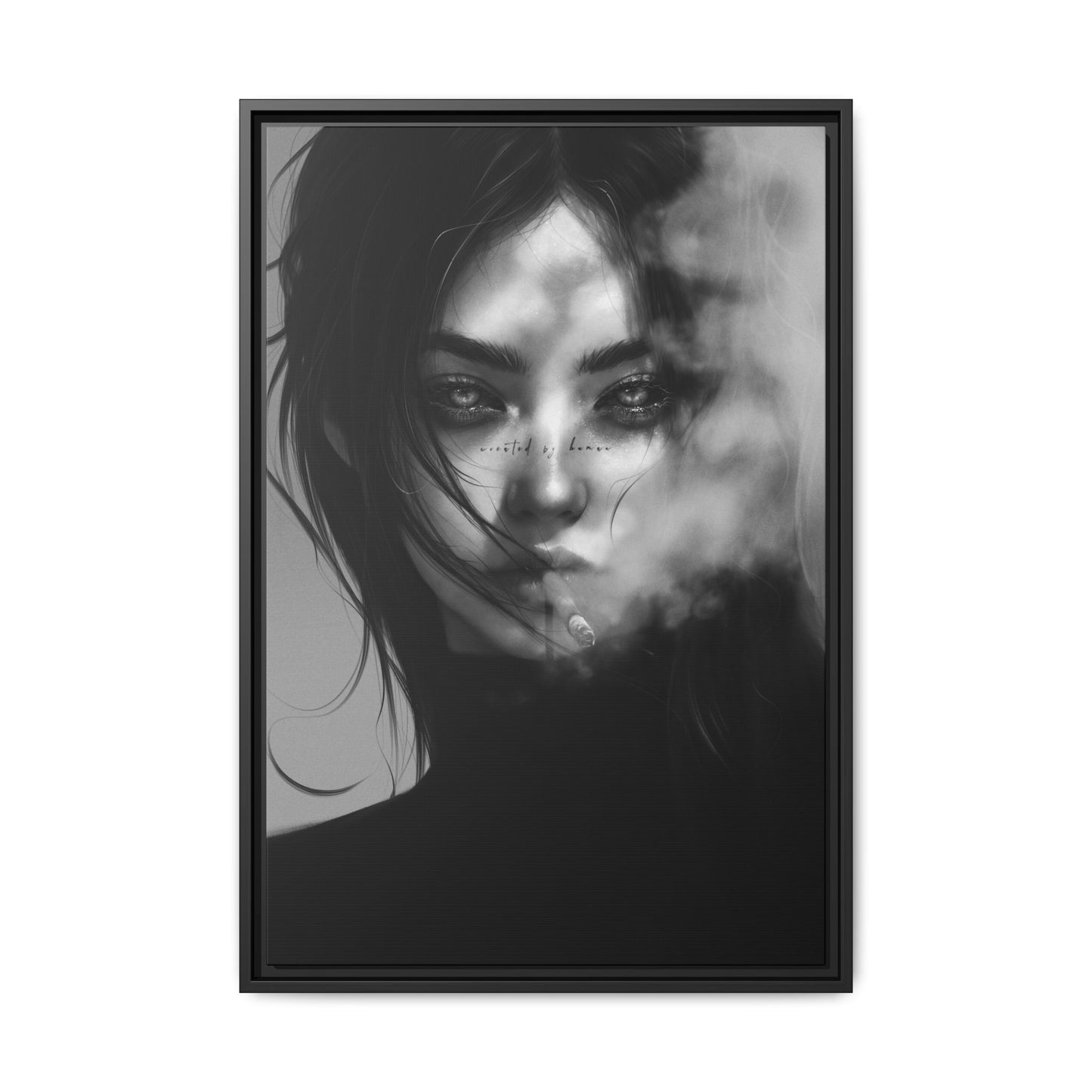 Framed Canvas - Created By Human BnW